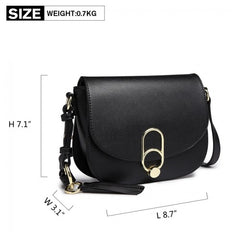 LZ1831 - MISS LULU CROSS BODY SADDLE BAG - BLACK