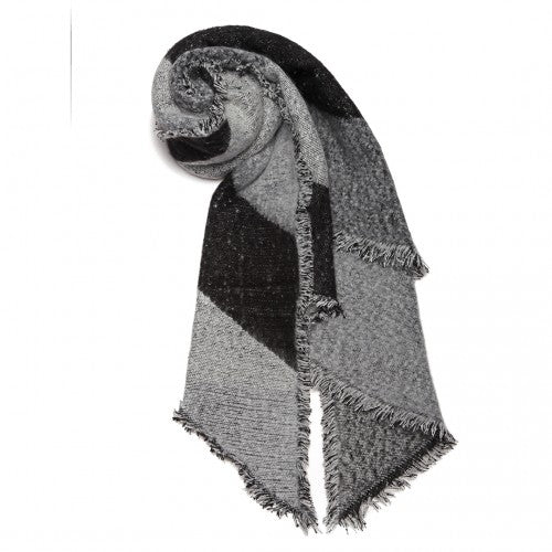 S6427 - Women Ladies Fashion Plaid Scarf Blanket Winter Warm Wrap Shawl - Black