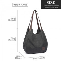 EB2040 - Kono Canvas Shoulder Tote Bag - Black