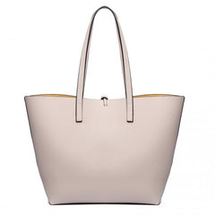 LT6628 - Miss Lulu Women Reversible Contrast Shopper Tote Bag Beige