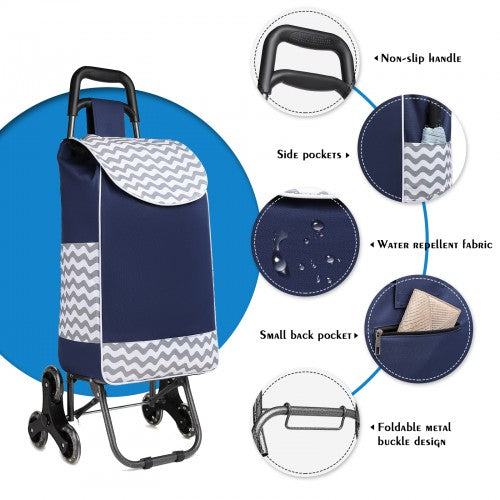 EQ2043 - Kono 6 Wheel Push Shopping Trolley - Navy