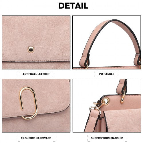 LB6871-MISS LULU STYLISH LADIES LEATHER HANDBAG SHOULDER BAG PINK