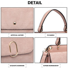 LB6871-MISS LULU STYLISH LADIES LEATHER HANDBAG SHOULDER BAG PINK