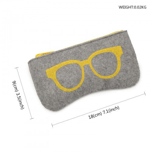 EB2065 - Soft Felt Glasses Case - Grey And Yellow