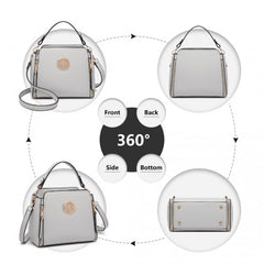 LB2126 - Miss Lulu Leather Look Practical Crossbody Bag - Grey