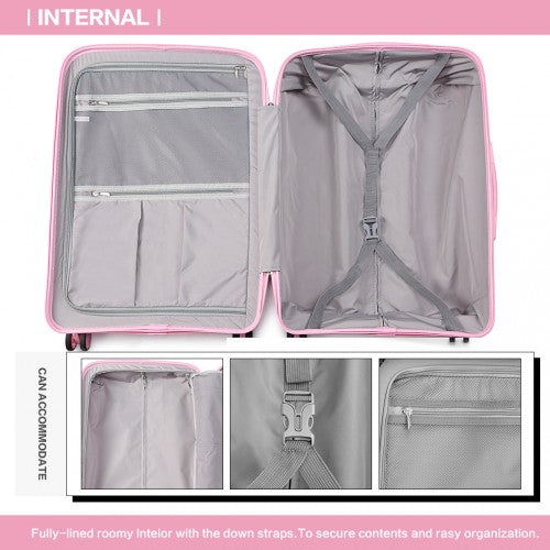 K1997L - KONO 20-24-28” HARD SHELL PP SUITCASE SET - PINK