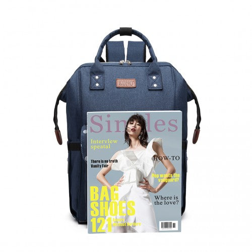 E1945 - KONO POLKA DOT MATERNITY BACKPACK BAG WITH USB CONNECTIVITY - NAVY