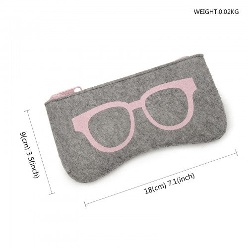 EB2065 - Soft Felt Glasses Case - Grey And Pink