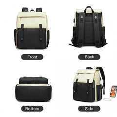 E1970 - Kono Multi Compartment Baby Changing Backpack with USB Connectivity - Black