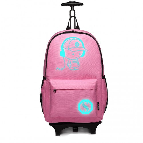 E6877 - Kono Multi-functional Glow-in-the-Dark Trolley Backpack - Pink