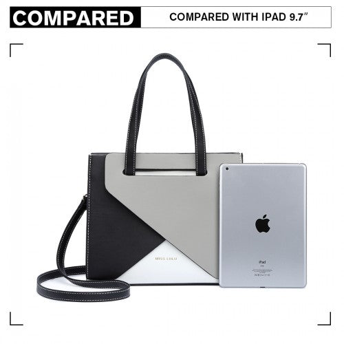 LB2008 - Miss Lulu Contrast Panel Shoulder Bag - Grey