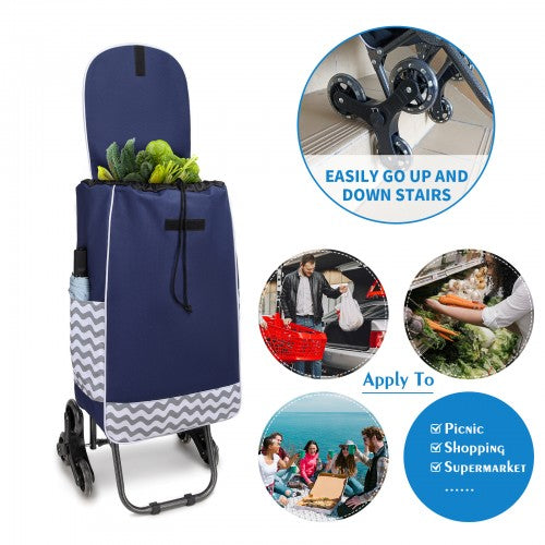 EQ2043 - Kono 6 Wheel Push Shopping Trolley - Navy