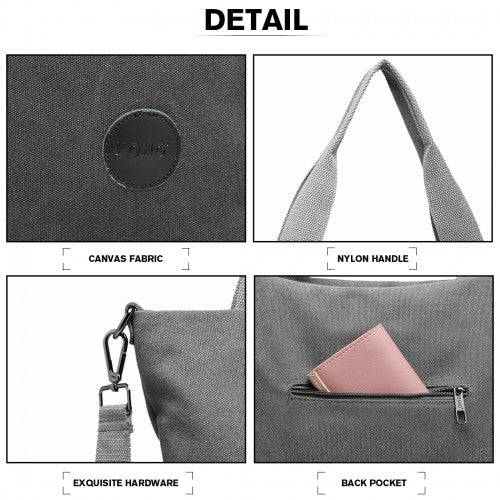 E1965 - Kono Large Canvas Unisex Messenger Bag - Grey