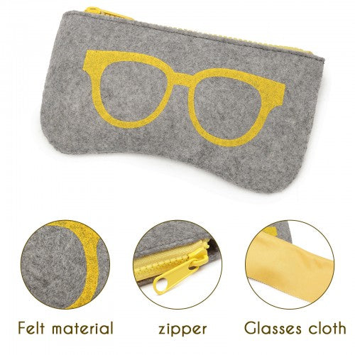 EB2065 - Soft Felt Glasses Case - Grey And Yellow