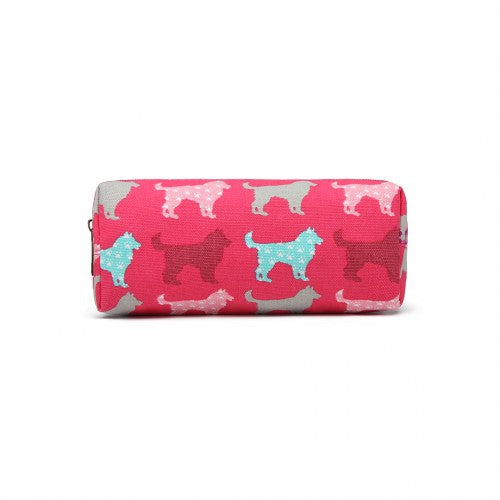 PC - Miss Lulu Canvas Pencil Case Dog Plum