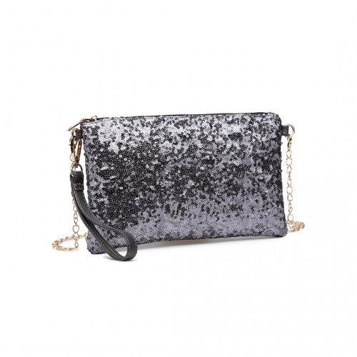 LH1765 - Miss Lulu Sequins Clutch Evening Bag - Grey