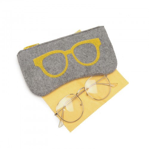 EB2065 - Soft Felt Glasses Case - Grey And Yellow