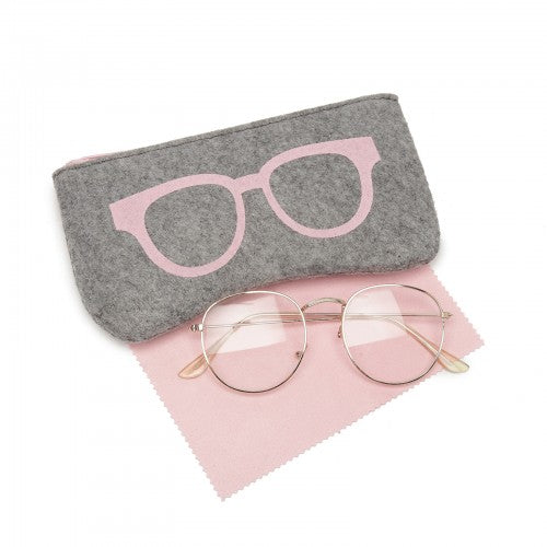 EB2065 - Soft Felt Glasses Case - Grey And Pink