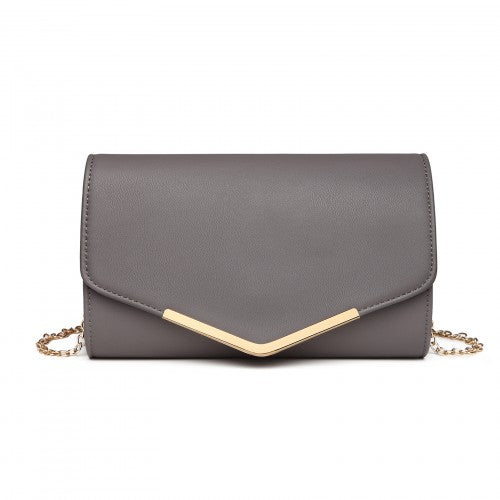 LH2064 - Miss Lulu Vegan Envelope Clutch Bag - Grey