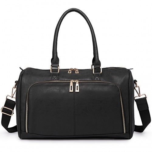 LT6638 - Miss Lulu Leather Look Maternity Changing Shoulder Bag Black