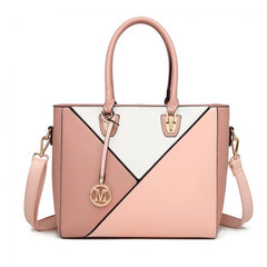 LG2013 - Miss Lulu Leather Look Geometric Ombre Handbag - Nude