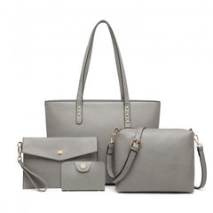 LG6931 - Miss Lulu 4 Piece Handbag Set - Grey