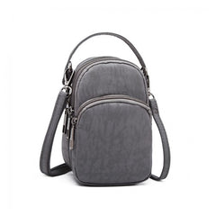 E6901 - Kono Compact Multi Compartment Cross Body Bag - Grey