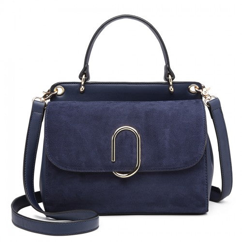 LB6871-MISS LULU STYLISH LADIES LEATHER HANDBAG SHOULDER BAG NAVY