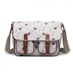 L1107 UN - Miss Lulu Matte Oilcloth Unicorn Satchel - Grey