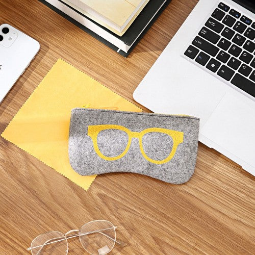 EB2065 - Soft Felt Glasses Case - Grey And Yellow