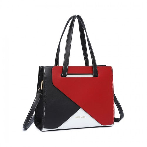 LB2008 - Miss Lulu Contrast Panel Shoulder Bag - Red