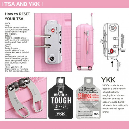 K1997L - KONO 20-24-28” HARD SHELL PP SUITCASE SET - PINK