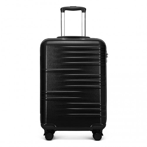 K2391L - British Traveller 20 Inch Durable Polycarbonate and ABS Hard Shell Suitcase With TSA Lock - Black