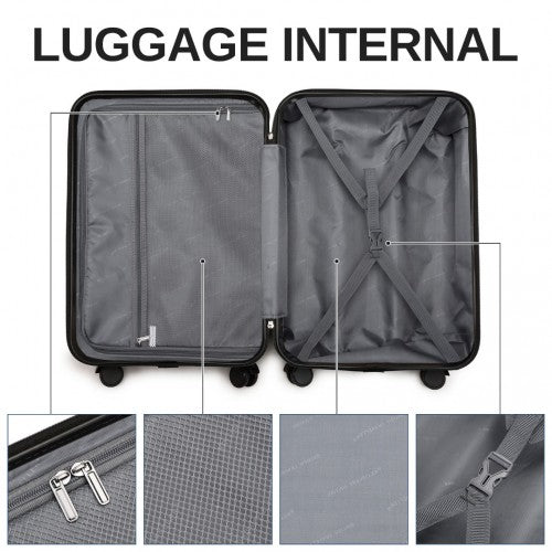 K2391L - British Traveller 20 Inch Durable Polycarbonate and ABS Hard Shell Suitcase With TSA Lock - Black