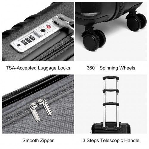 K2391L - British Traveller 20 Inch Durable Polycarbonate and ABS Hard Shell Suitcase With TSA Lock - Black