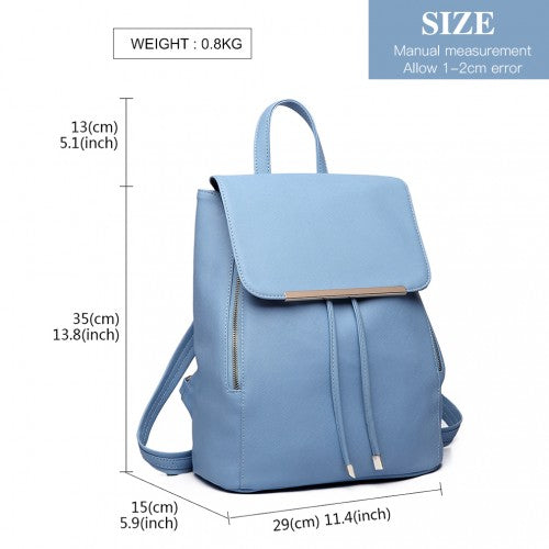 E1669 - Miss Lulu Faux Leather Stylish Fashion Backpack - Light Blue