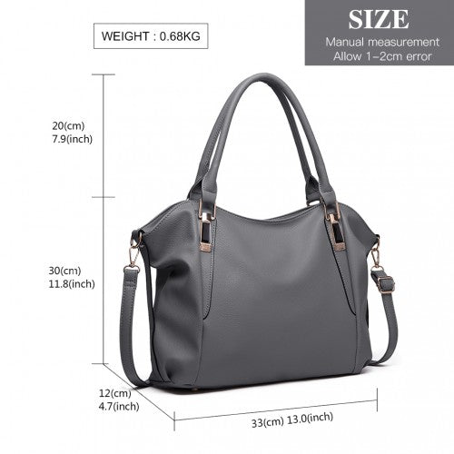 S1716 - Miss Lulu Soft Leather Elegant Simple Shoulder Bag - Dark Grey