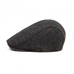 CAP-1 - Men's Newsboy Baker Boy Herringbone Flat Cap Hat - Black