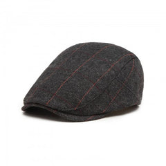 CAP-1 - Men's Newsboy Baker Boy Herringbone Flat Cap Hat - Black