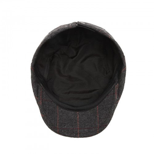 CAP-1 - Men's Newsboy Baker Boy Herringbone Flat Cap Hat - Black