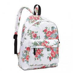 E1401F - Miss Lulu Large Backpack Flower Polka Dot - White