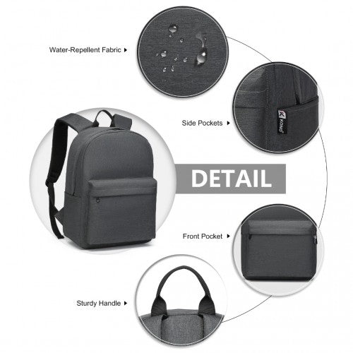 E1930 - Kono Durable Polyester Everyday Backpack With Sleek Design - Dark Grey