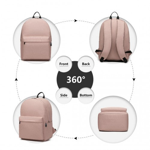 E1930 - Kono Durable Polyester Everyday Backpack With Sleek Design - Pink