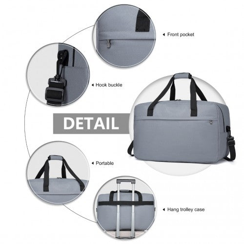 E1960L - Kono Lightweight Multi Purpose Unisex Sports Travel Duffel Bag - Light Grey