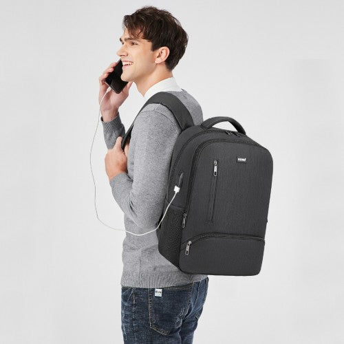 E1978 - Kono Multi Compartment Backpack with USB Connectivity - Black