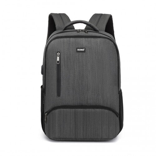 E1978 - Kono Multi Compartment Backpack with USB Connectivity - Grey