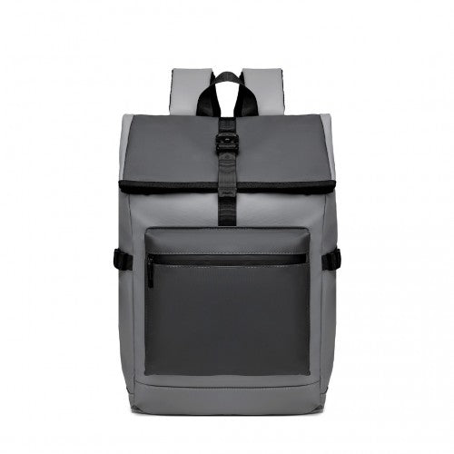 E2330 - Kono Durable PVC Coated Water-resistant Stylish Backpack - Grey