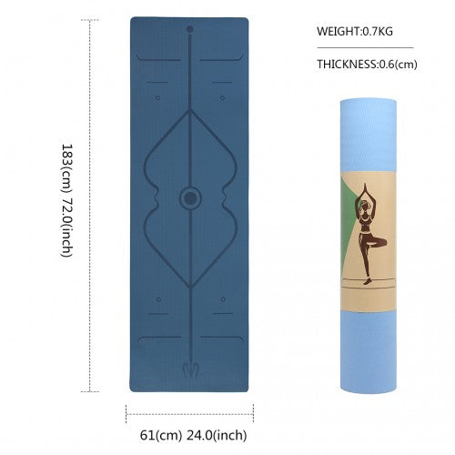 Kono TPE Non-slip Classic Yoga Mat - Navy And Blue