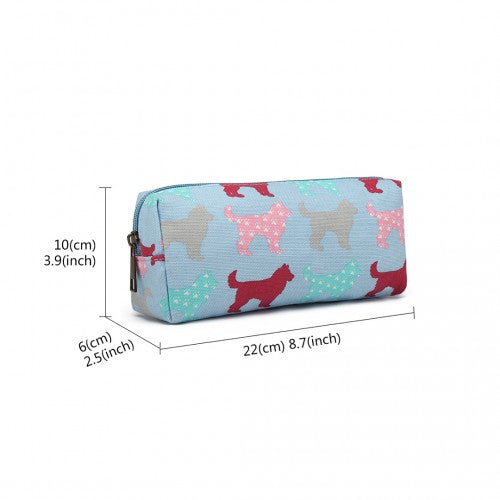 PC - Miss Lulu Canvas Pencil Case Dog Blue