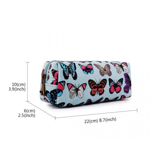 PC-B - Miss Lulu Canvas Pencil Case Butterfly Blue